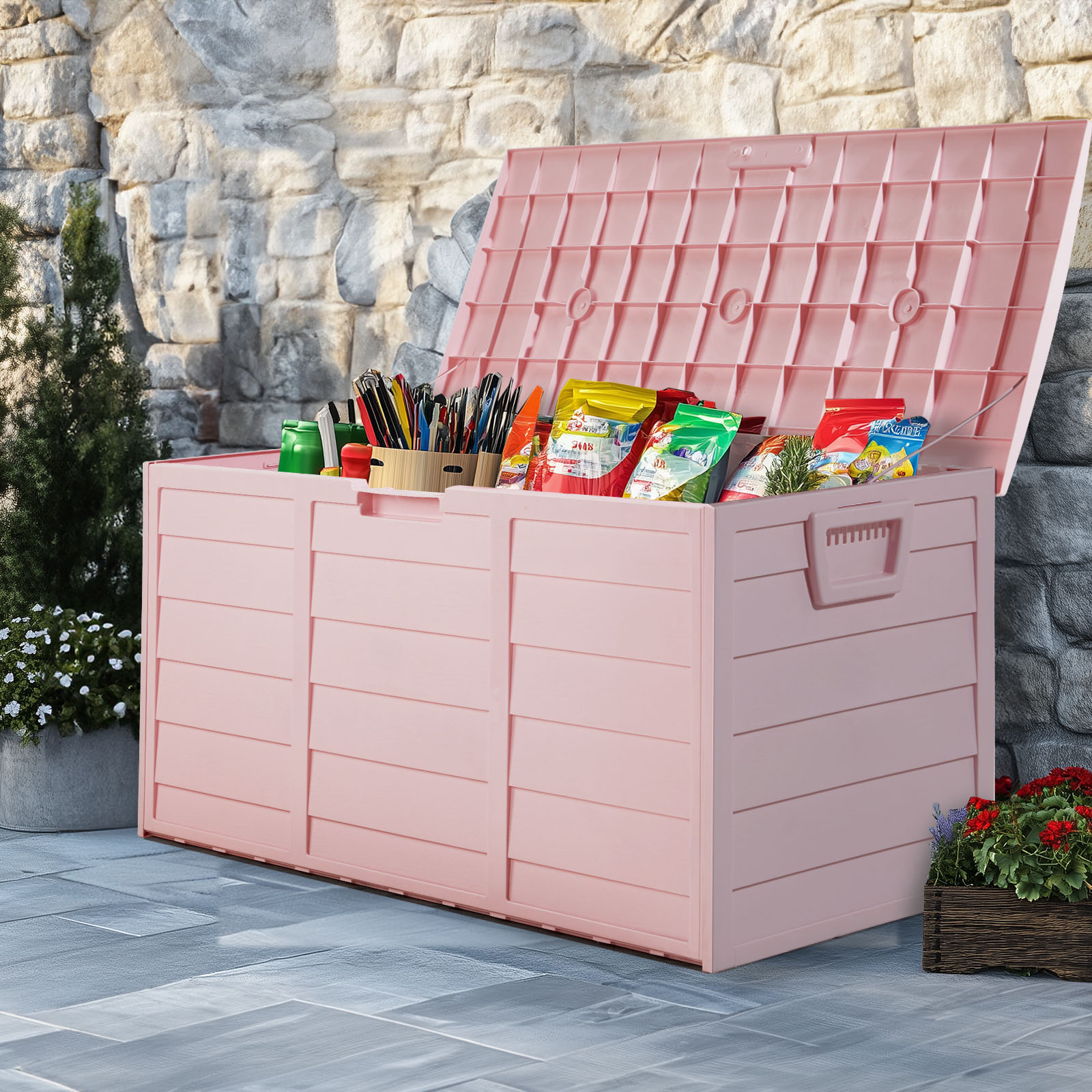 Kids Outdoor Garden Toys - Light Pink 75Gal(280L) Patio Outdoor Storage