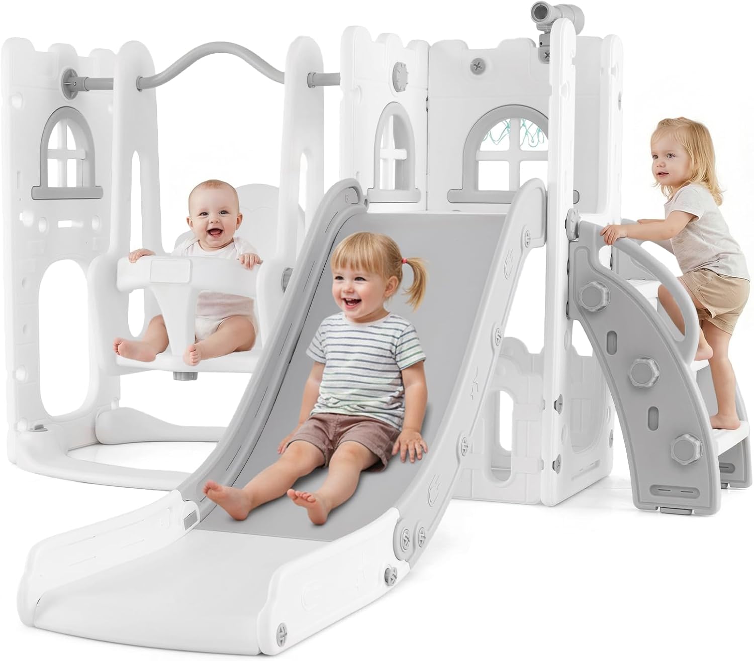 Kids Outdoor Swing Set With Slide - Toddler Slide and Swing Set, 7