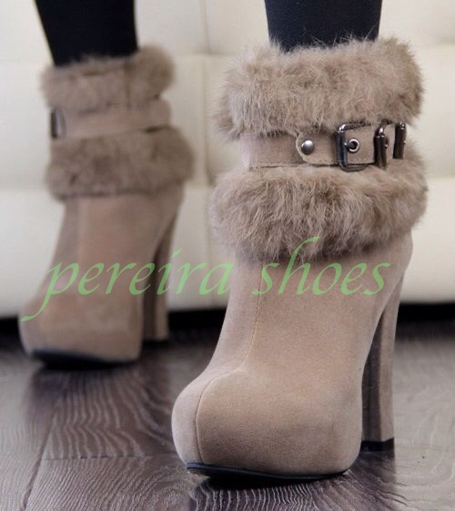 Kids Outdoor Boots - Lady Suede Fur Warm Winter Ankle