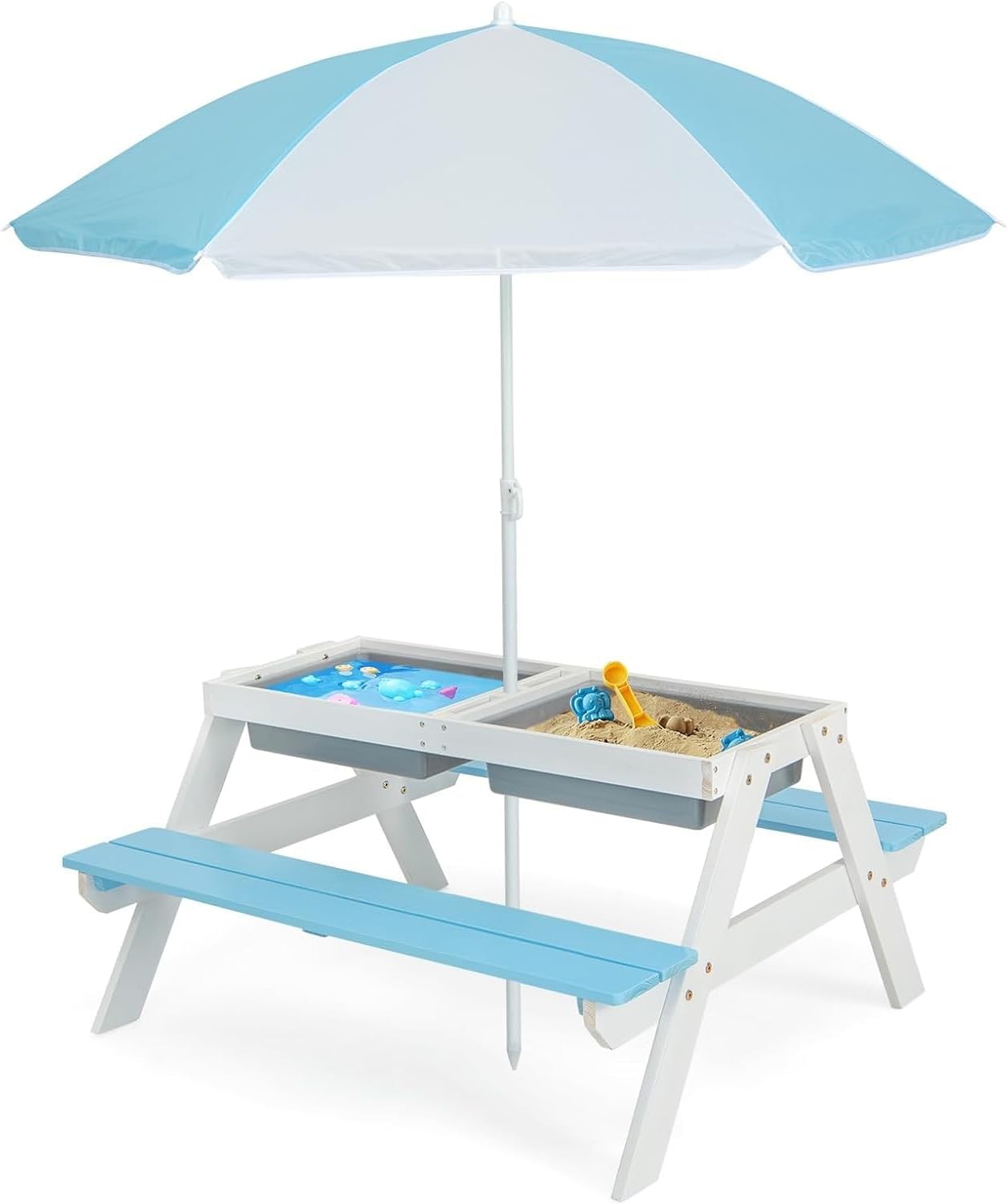 Kids Outdoor Umbrella For Table - Kids Picnic Table, 4 in 1