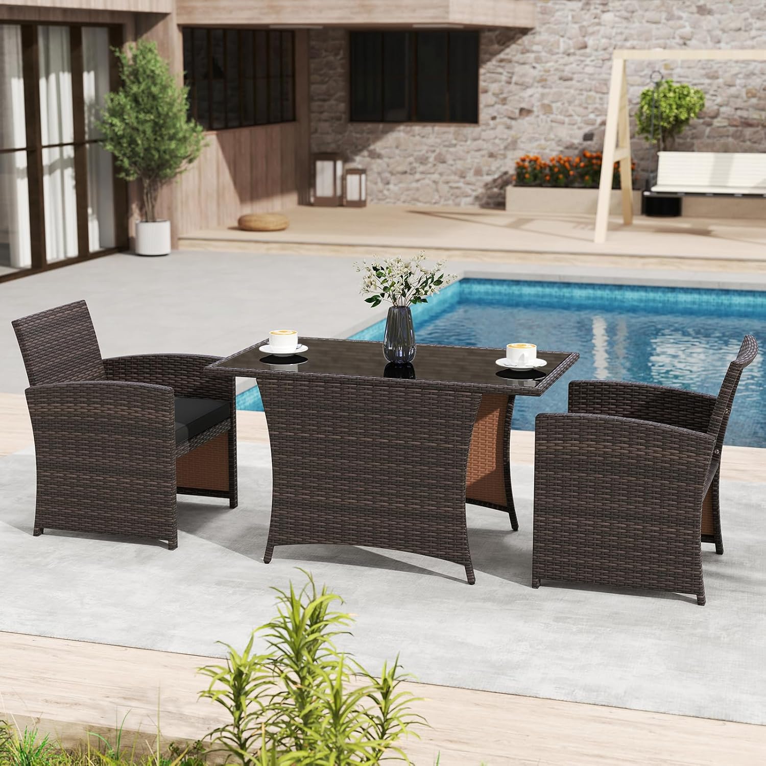 3pc Patio Wicker Dining Set w/ - Kids Outdoor Dining Table recensione e prezzo