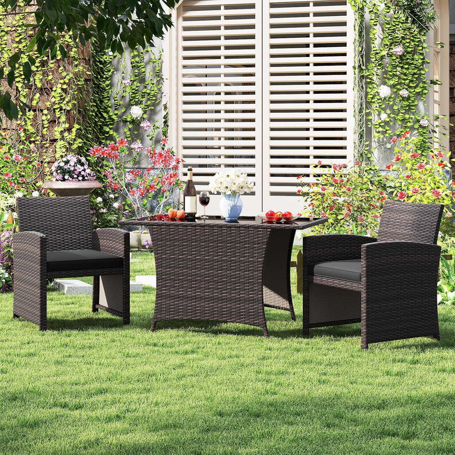 3pc Patio Wicker Dining Set w/ - Kids Outdoor Dining Table recensione e prezzo
