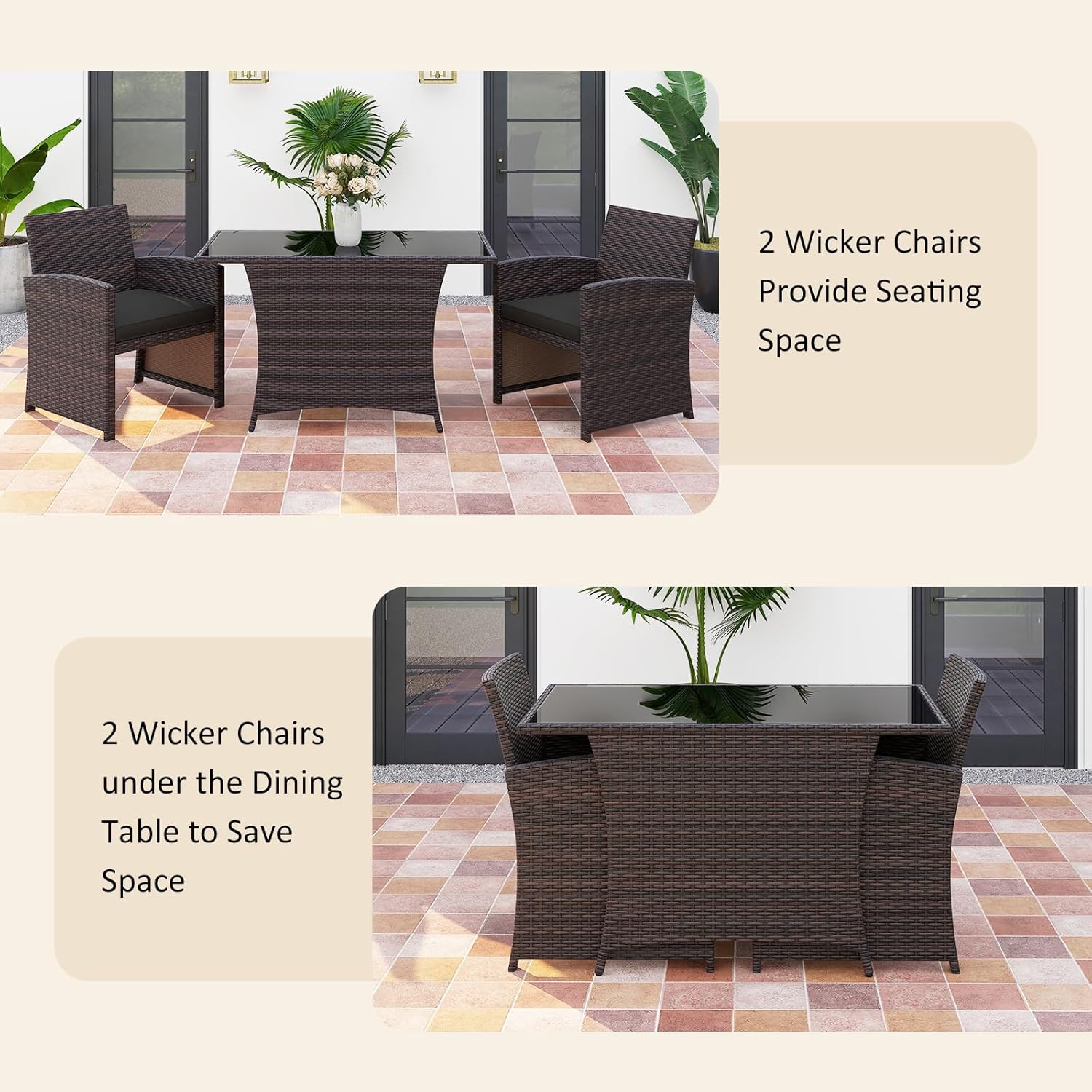 3pc Patio Wicker Dining Set w/ - Kids Outdoor Dining Table recensione e prezzo