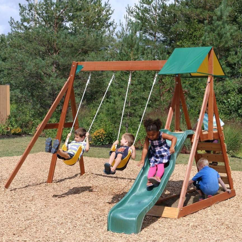 Kids And Children Outdoor Wood - Kids Outdoor Swing Set With Slide recensione e prezzo