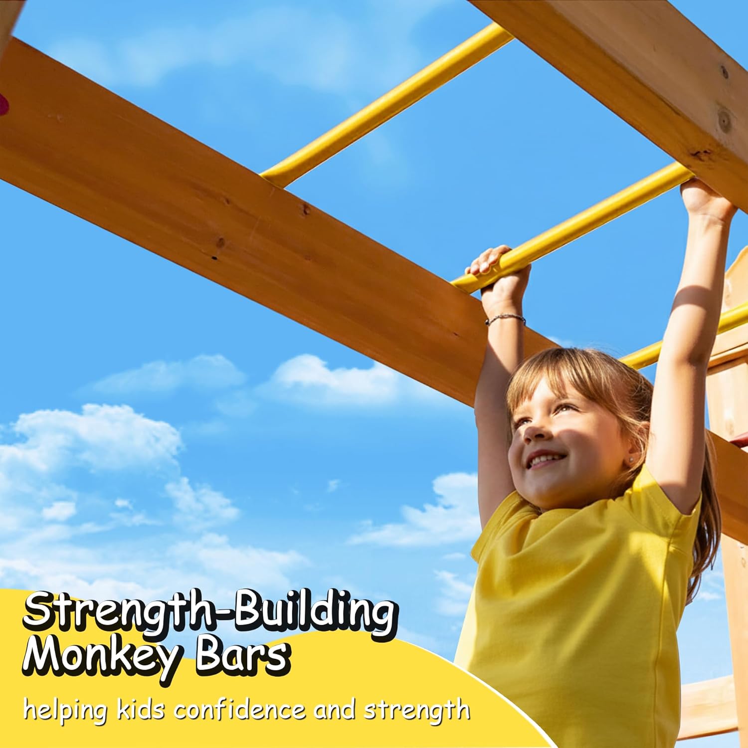 Wooden Swing Sets for Backyard - Kids Outdoor Monkey Bars recensione e prezzo