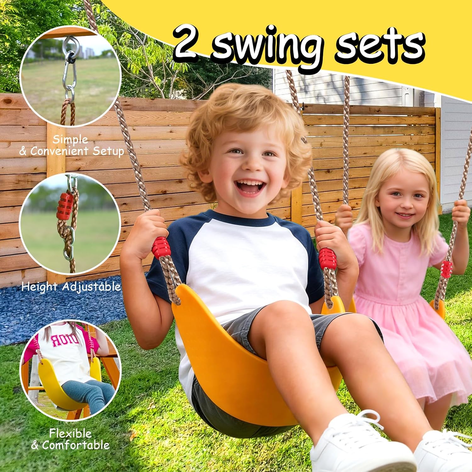 Wooden Swing Sets for Backyard - Kids Outdoor Monkey Bars recensione e prezzo