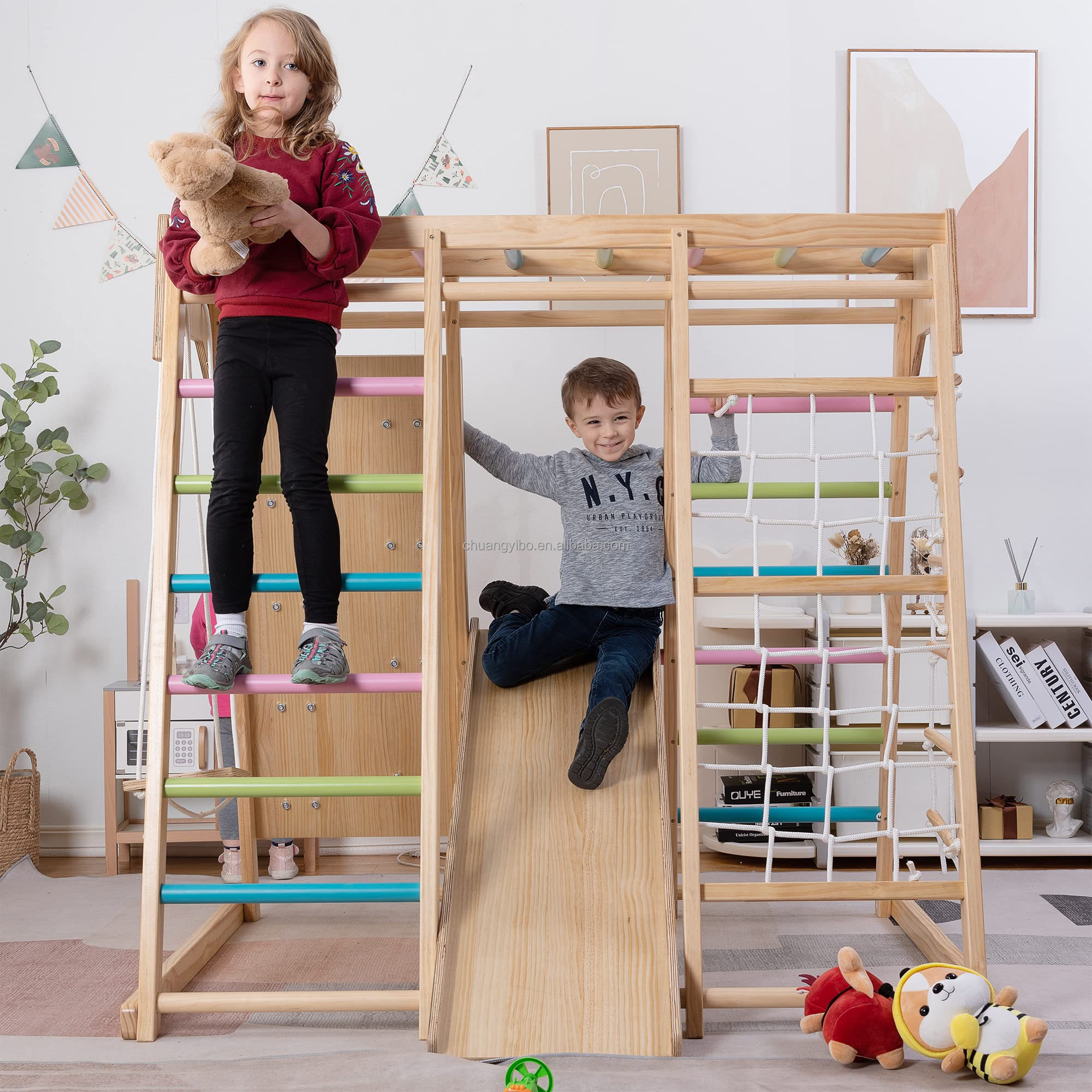 Climbing Walls Amusement Park  - Kids Outdoor Swing Set With Slide recensione e prezzo