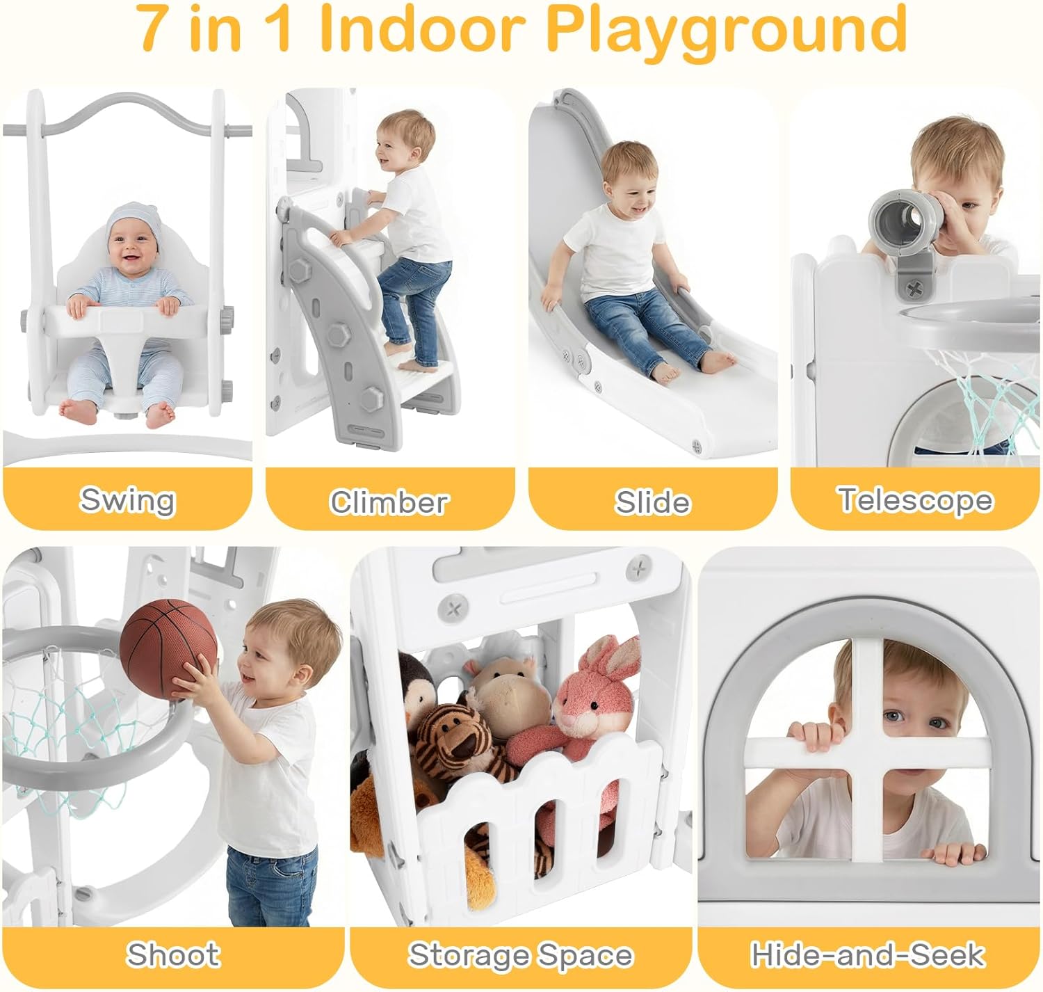 Toddler Slide and Swing Set, 7 - Kids Outdoor Swing Set With Slide recensione e prezzo