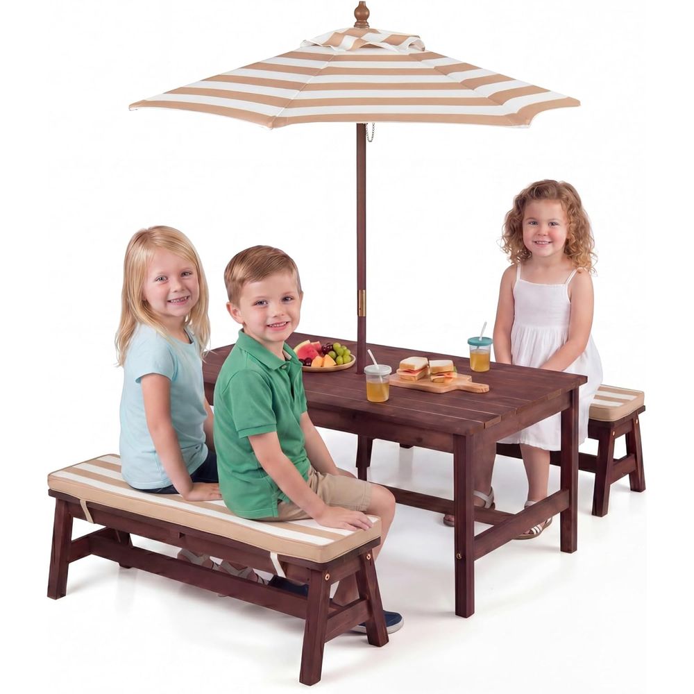 Kids Picnic Table, Large 42“x  - Kids Outdoor Umbrella For Table recensione e prezzo