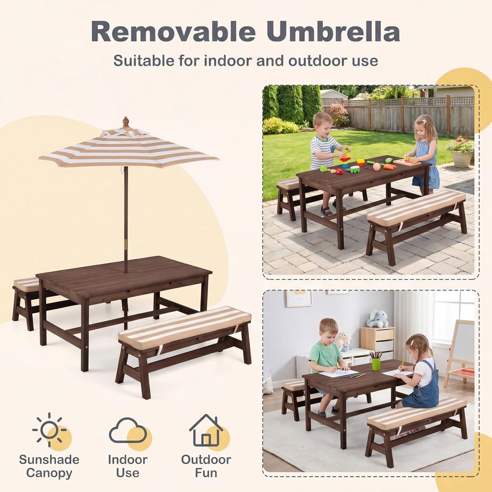 Kids Picnic Table, Large 42“x  - Kids Outdoor Umbrella For Table recensione e prezzo