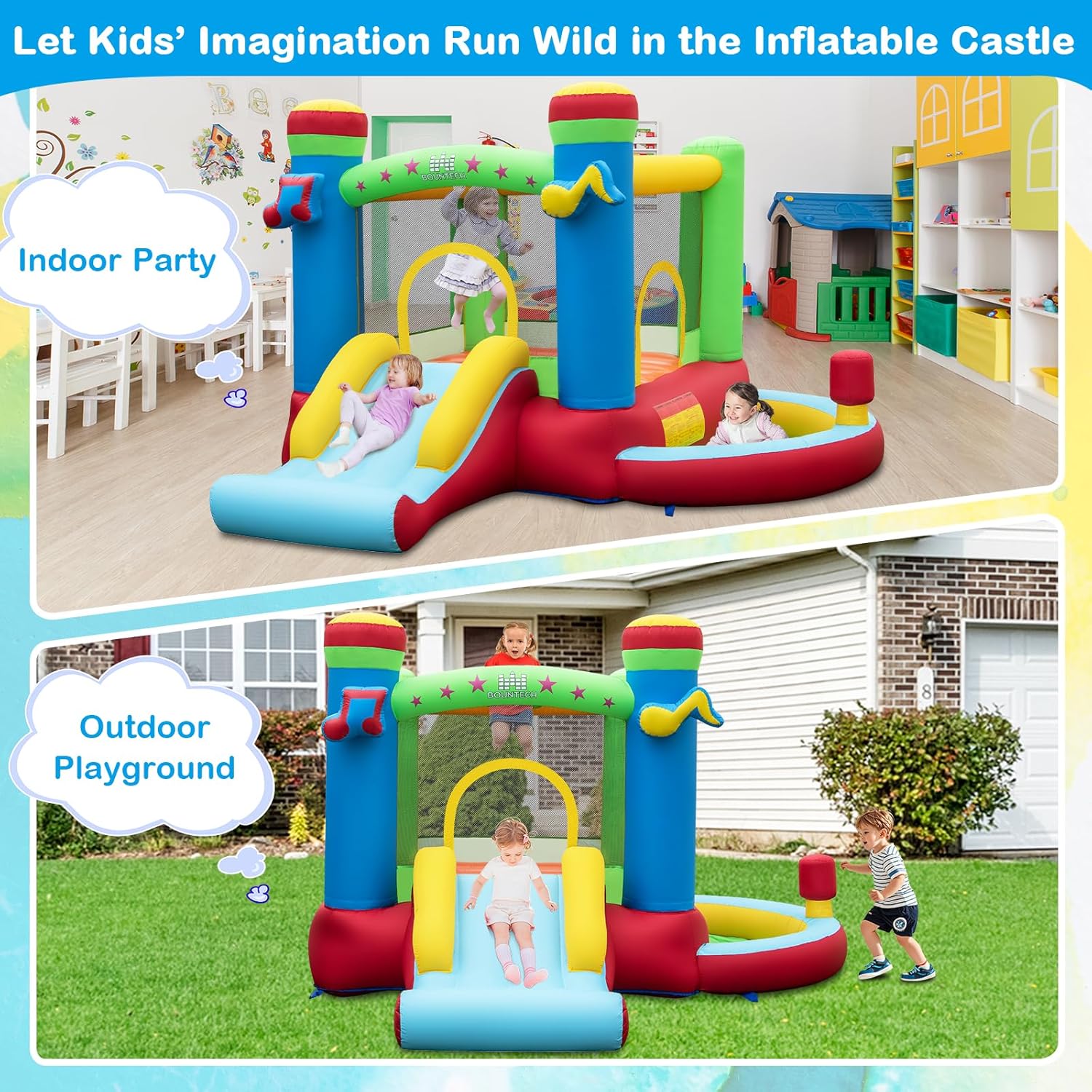 Inflatable Bounce House with B - Kids Outdoor Play recensione e prezzo