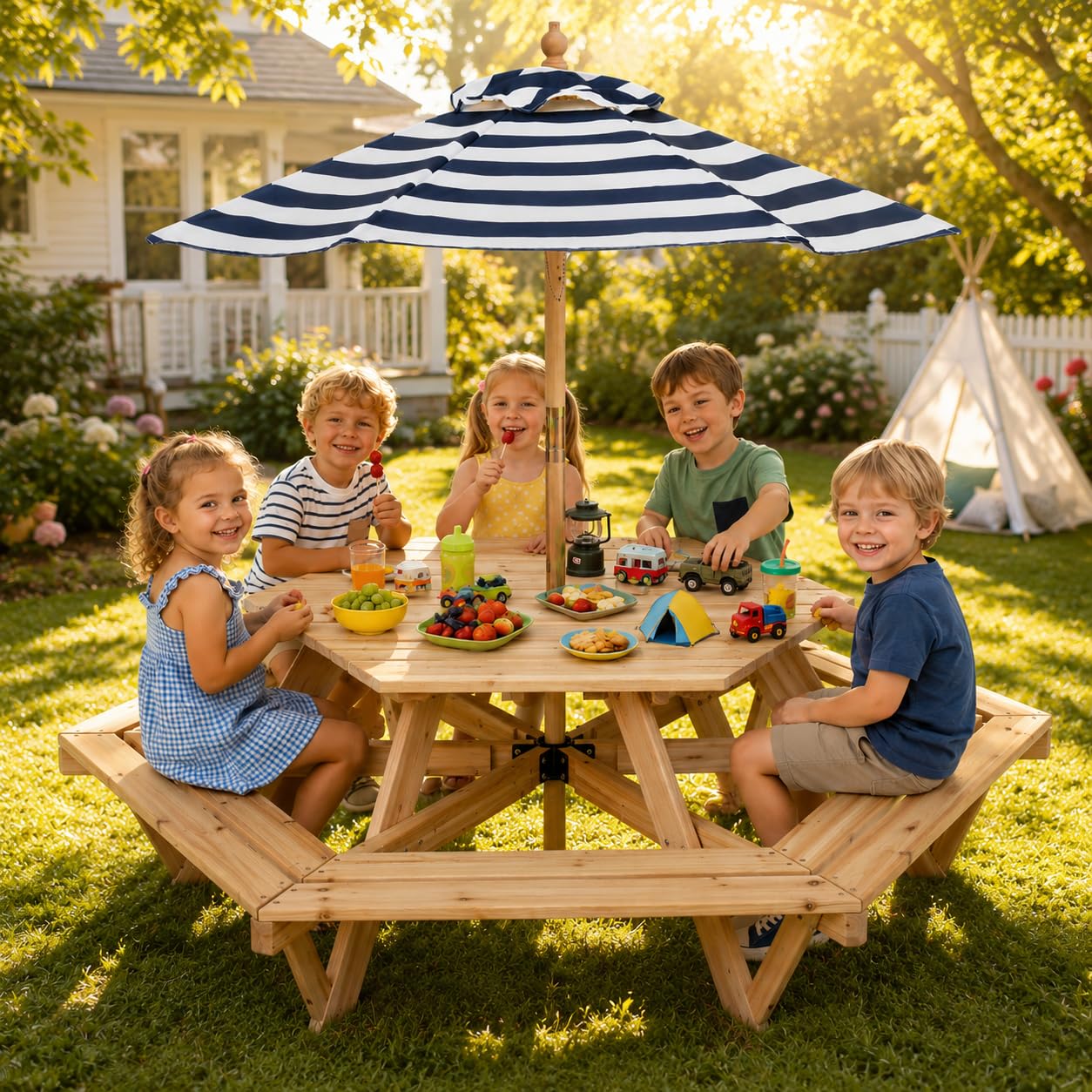 Kids Picnic Table, Hexagonal T - Kids Outdoor Umbrella For Table recensione e prezzo