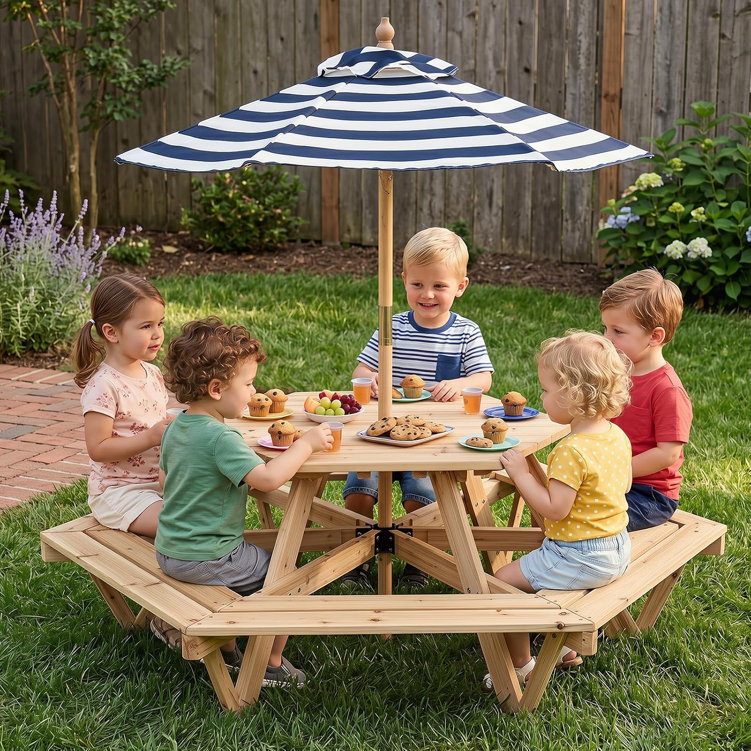 Kids Picnic Table, Hexagonal T - Kids Outdoor Umbrella For Table recensione e prezzo