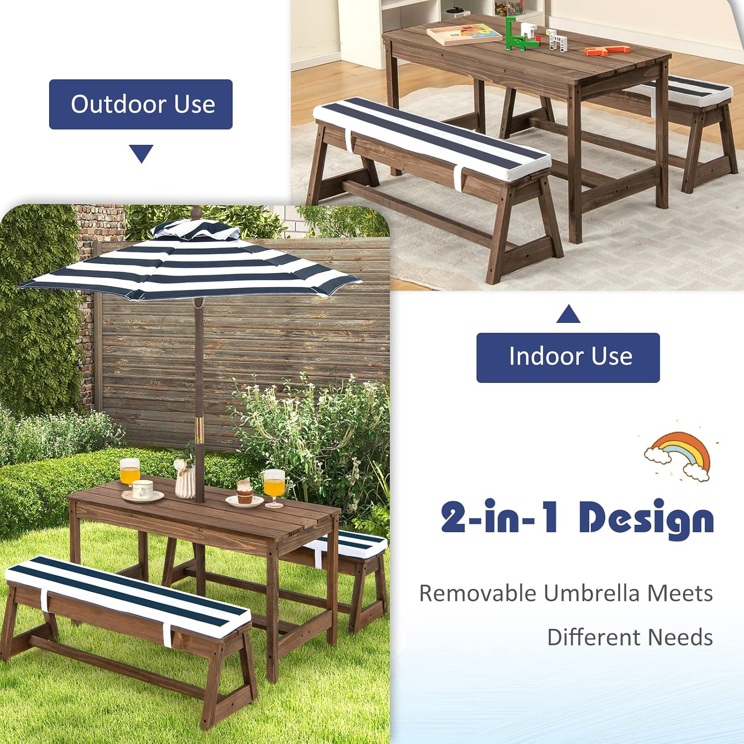 Height Adjustable Wooden Kids  - Kids Outdoor Umbrella For Table recensione e prezzo