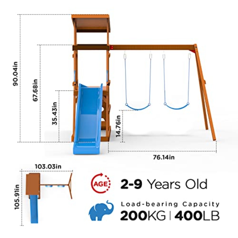 Wooden Swing Sets for Backyard - Kids Outdoor Swing Set With Slide recensione e prezzo