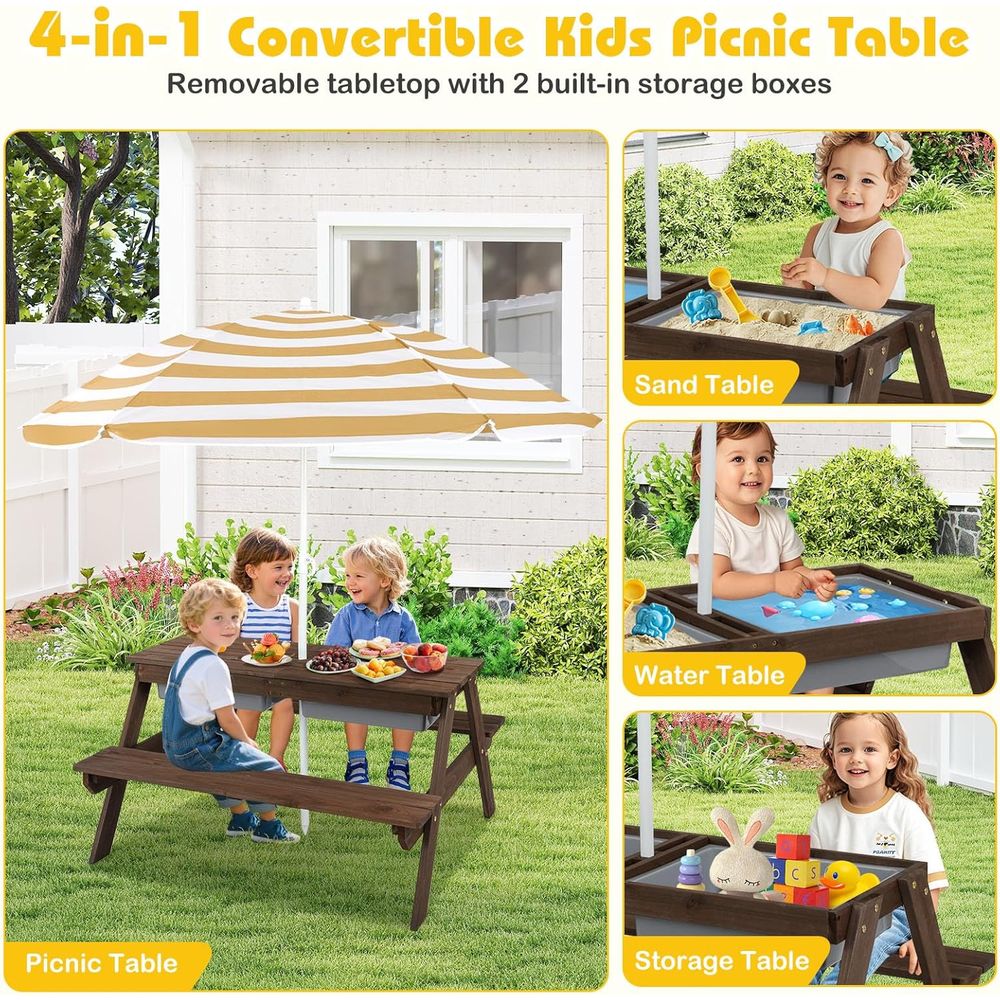Kids Picnic Table with Sensory - Kids Outdoor Umbrella For Table recensione e prezzo