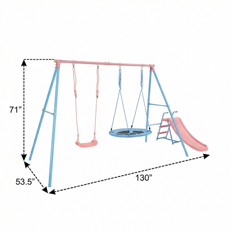 Blue and Pink Two-Person Swing - Kids Outdoor Swing Set With Slide recensione e prezzo