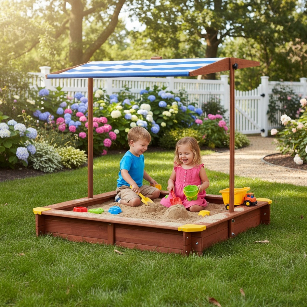 Wooden Kids Picnic Table, Sand - Kids Outdoor Umbrella For Table recensione e prezzo