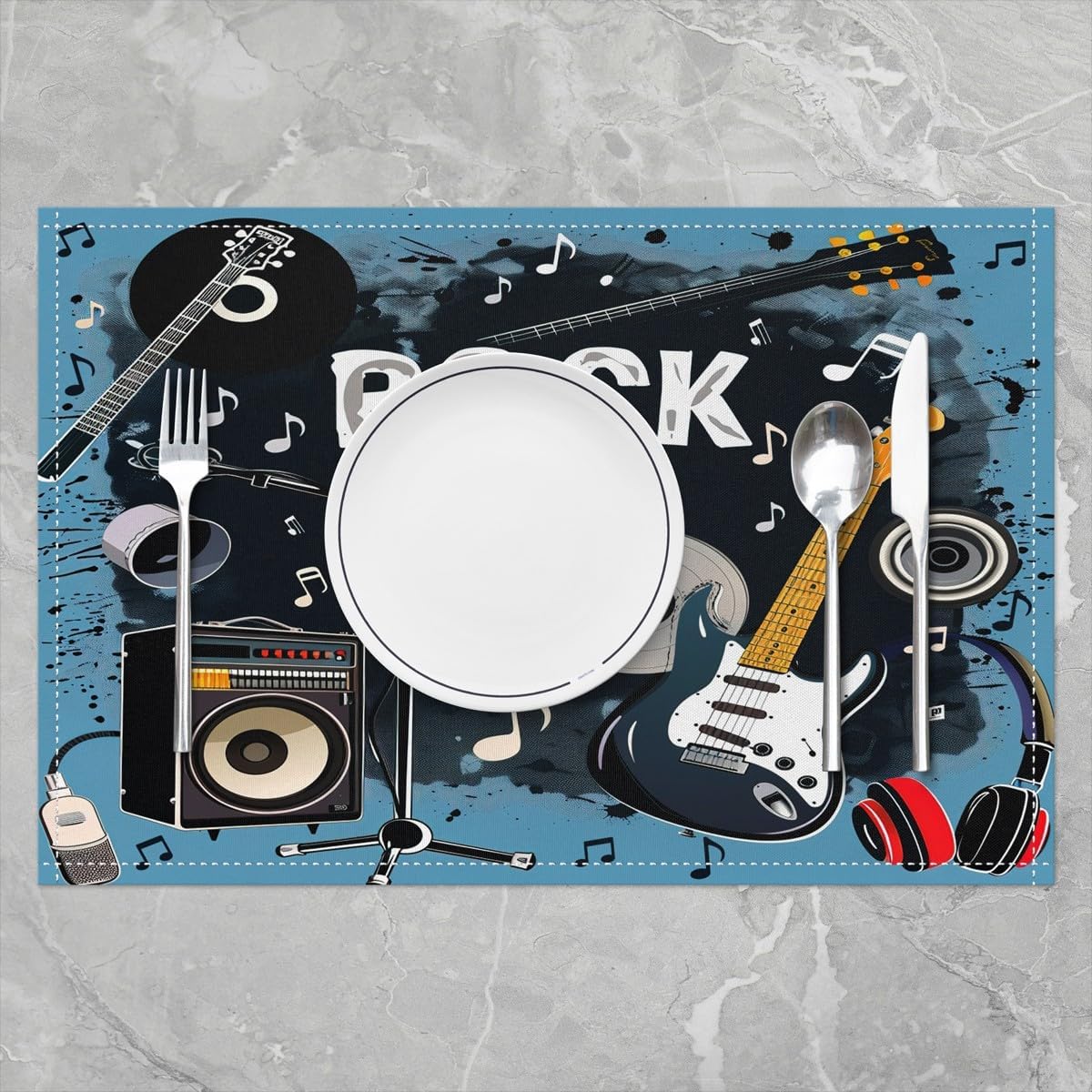 Rock Music Placemats Set of 4  - Kids Outdoor Dining Table recensione e prezzo
