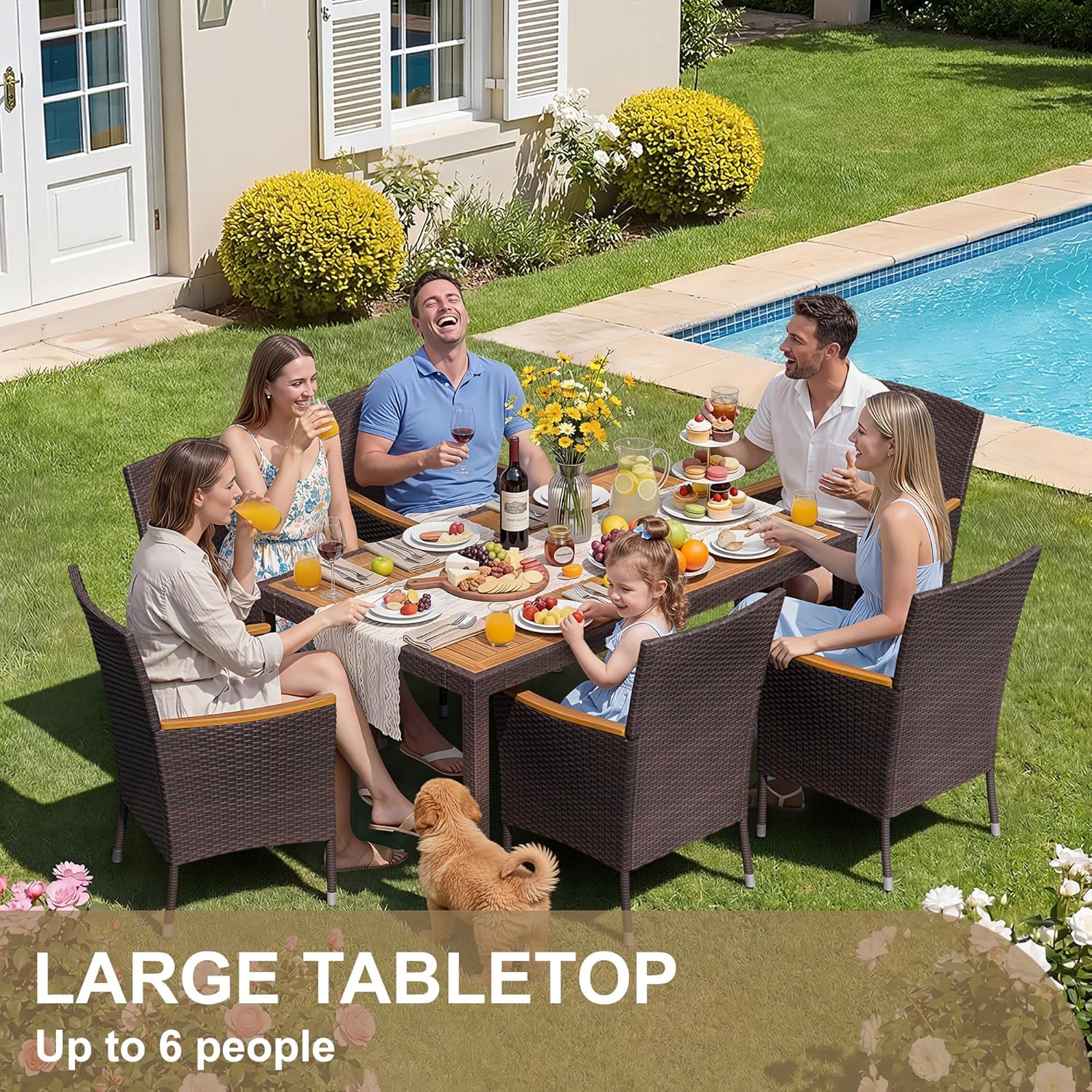 7 Piece Patio Dining Set Acaci - Kids Outdoor Dining Table recensione e prezzo