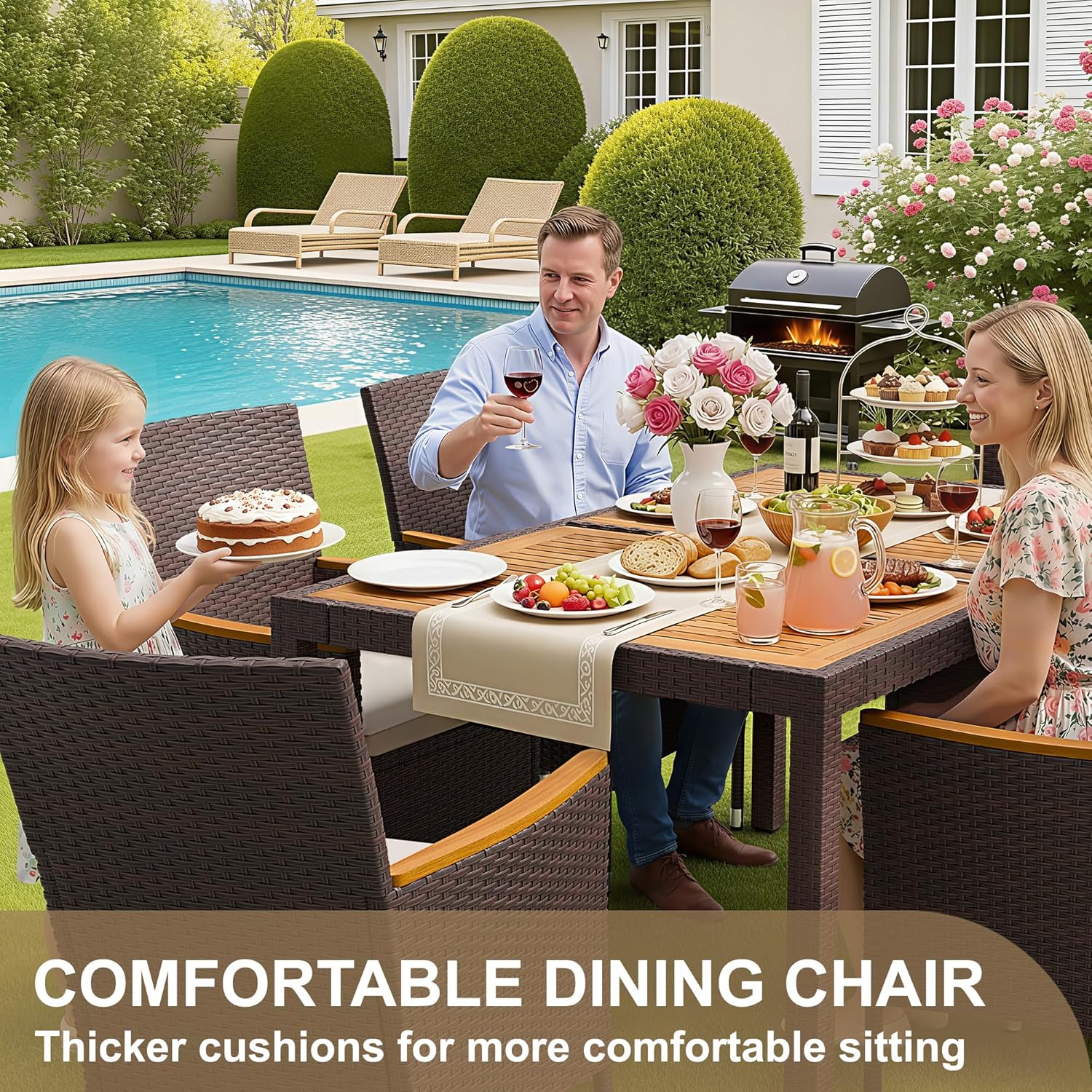 7 Piece Patio Dining Set Acaci - Kids Outdoor Dining Table recensione e prezzo