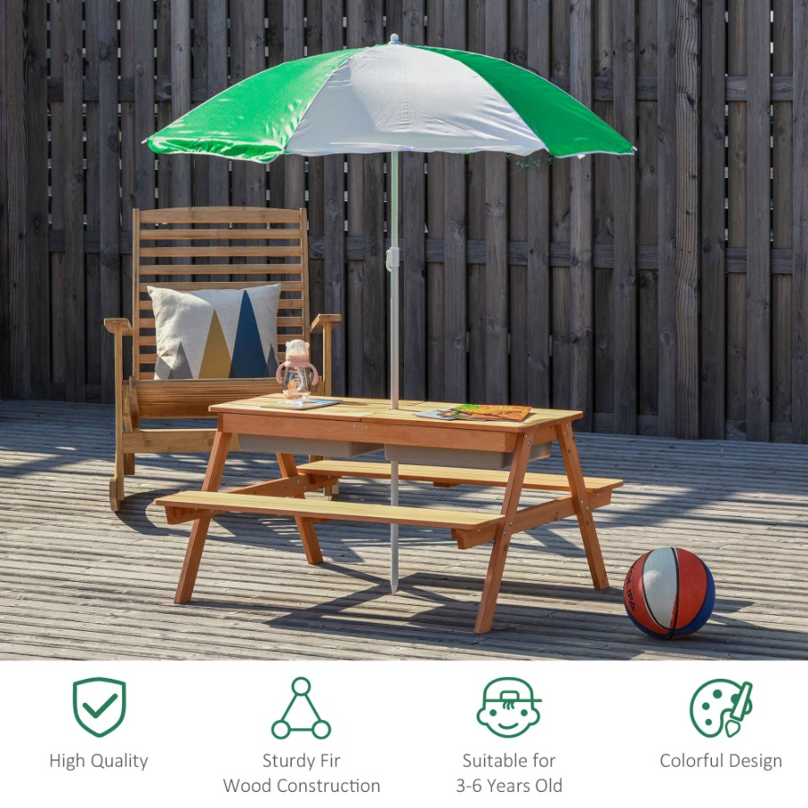 Outdoor wooden kids picnic tab - Kids Outdoor Umbrella For Table recensione e prezzo
