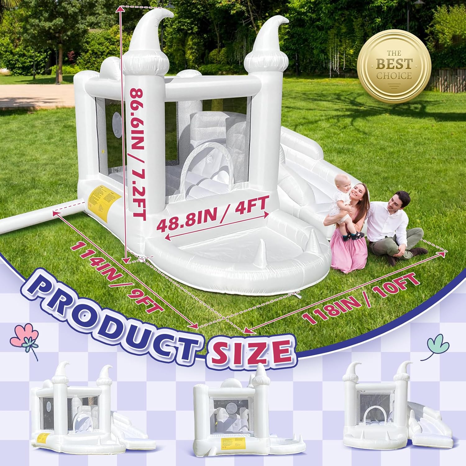 White Inflatable Bouncy Castle - Kids Outdoor Play recensione e prezzo