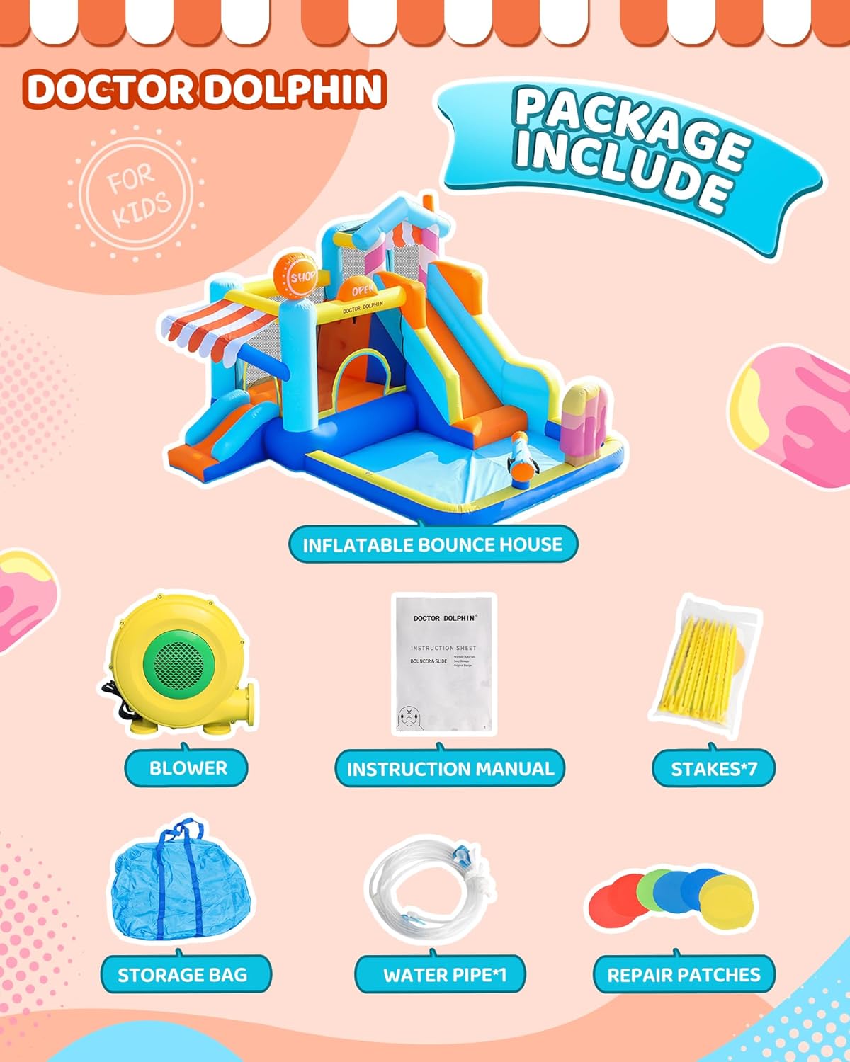 Kids Inflatable Bounce House w - Kids Outdoor Play recensione e prezzo