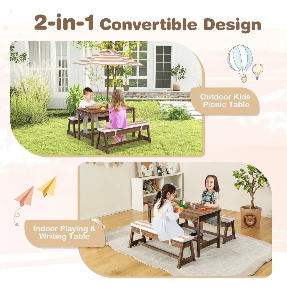 Kids Picnic Table, Outdoor Woo - Kids Outdoor Umbrella For Table recensione e prezzo